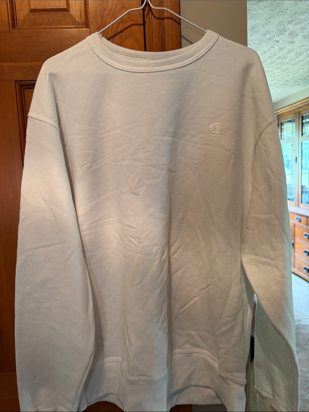 Champion Men's White Crewneck Pullover Sweatshirt